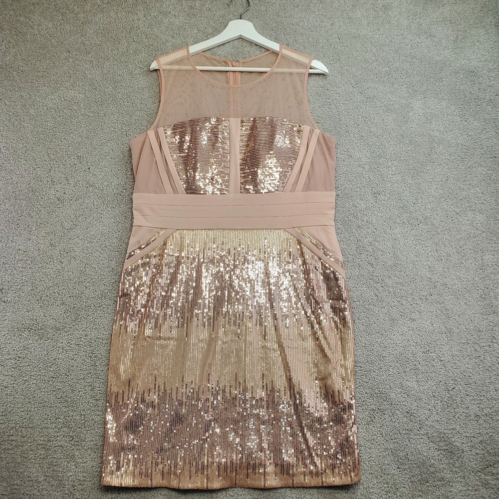 Calvin Klein Sheath Dress Women's Pink Blush Mesh Sequin Formal‎ Party Cocktail